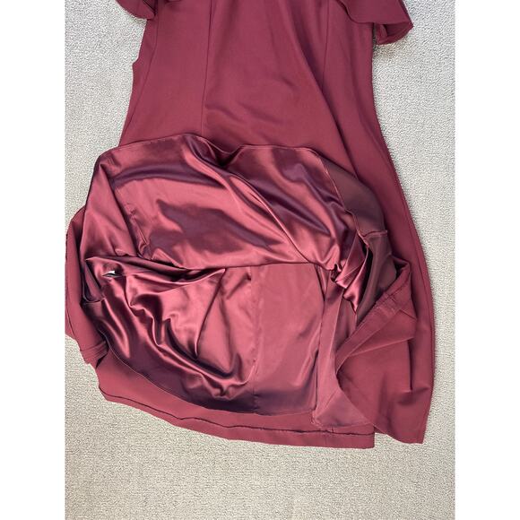 Gianni Bini Formal Dress Gown Full Length Ruffle Sleeveless V neck Burgundy Sz 4 - Picture 5 of 11